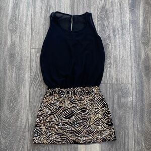 Flowers by Zoe - Girls Black & Gold Sequin Formal Party Dress - Size L